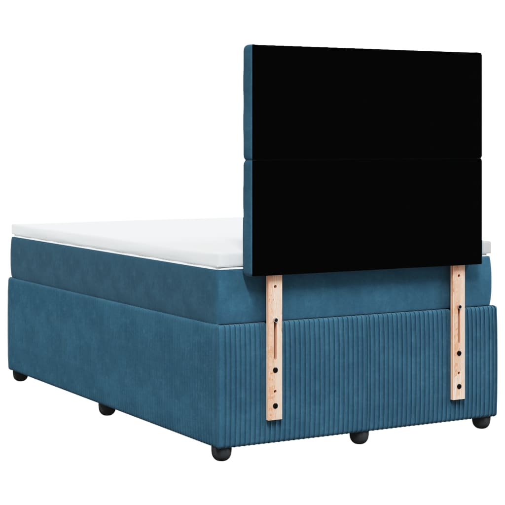 Cama boxspring com colchão 120x190 cm veludo azul-escuro