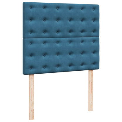 Cama boxspring com colchão 120x190 cm veludo azul-escuro