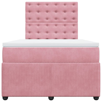 Cama boxspring com colchão 120x190 cm veludo rosa