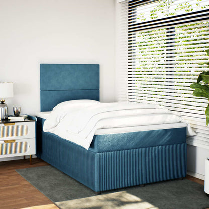 Cama boxspring com colchão 120x200 cm veludo azul-escuro