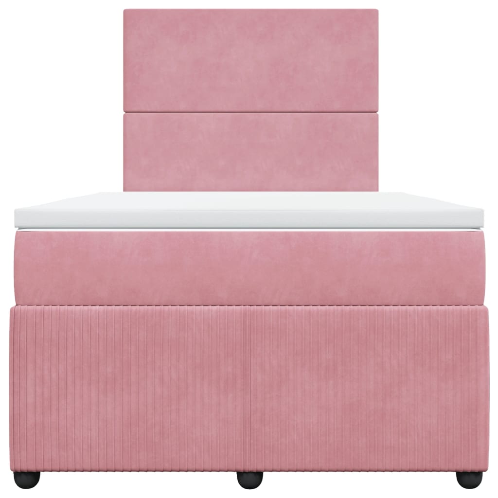 Cama boxspring com colchão 120x200 cm veludo rosa