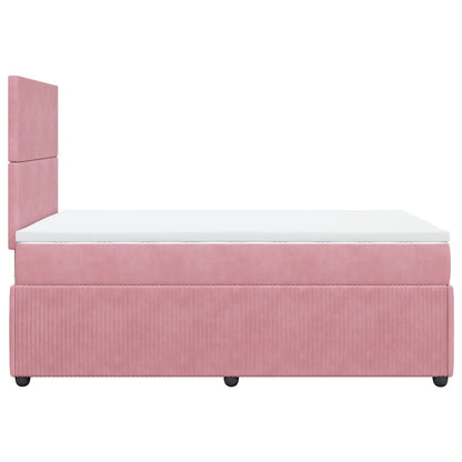 Cama boxspring com colchão 120x200 cm veludo rosa