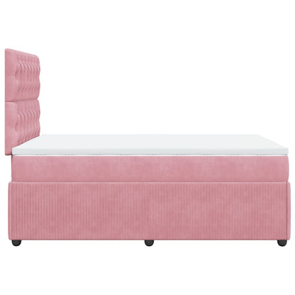 Cama boxspring com colchão 120x200 cm veludo rosa