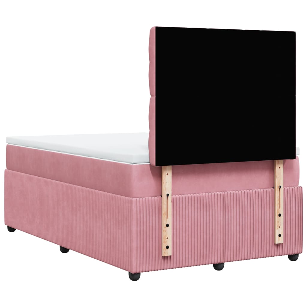 Cama boxspring com colchão 120x200 cm veludo rosa