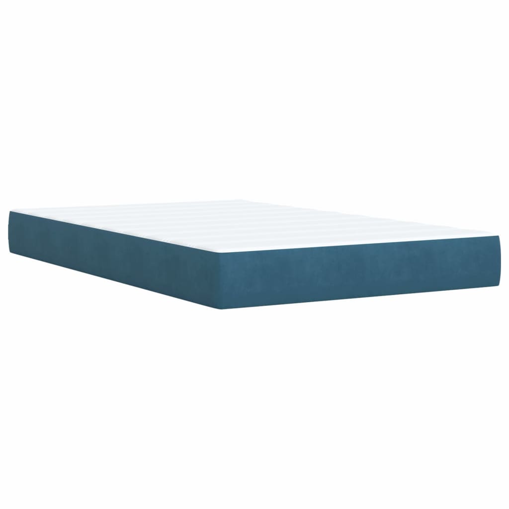 Cama boxspring com colchão 120x200 cm veludo azul-escuro