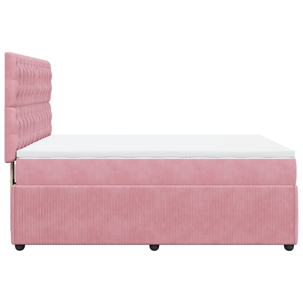 Cama com molas/colchão 140x190 cm veludo rosa