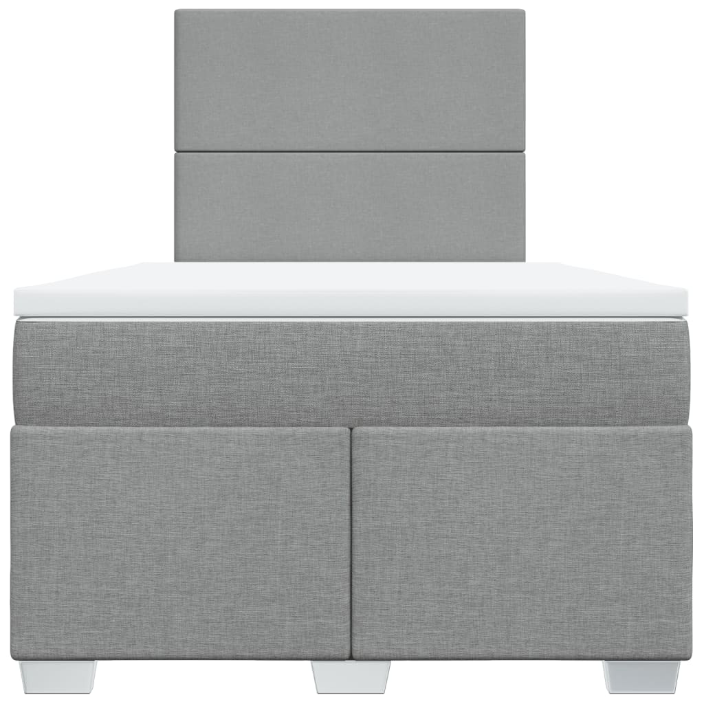 Cama boxspring com colchão 120x190 cm tecido cinzento-claro