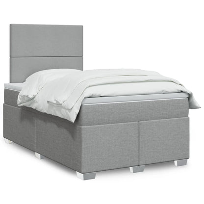 Cama boxspring com colchão 120x190 cm tecido cinzento-claro