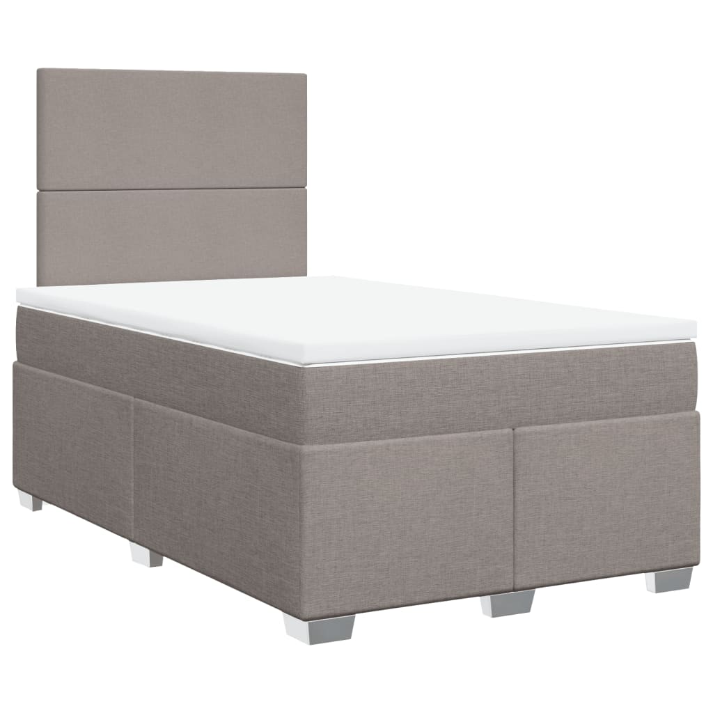 Cama boxspring c/ colchão 120x190cm tecido castanho-acinzentado