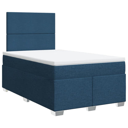 Cama boxspring com colchão 120x190 cm tecido azul