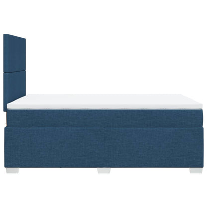 Cama boxspring com colchão 120x190 cm tecido azul