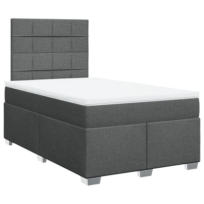 Cama boxspring com colchão 120x190 cm tecido cinzento-escuro