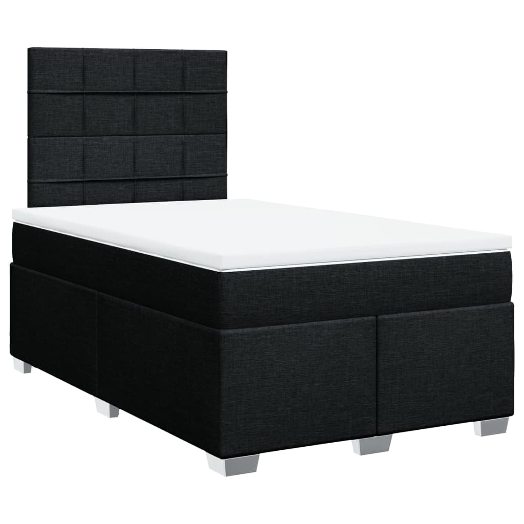 Cama boxspring com colchão 120x190 cm tecido preto