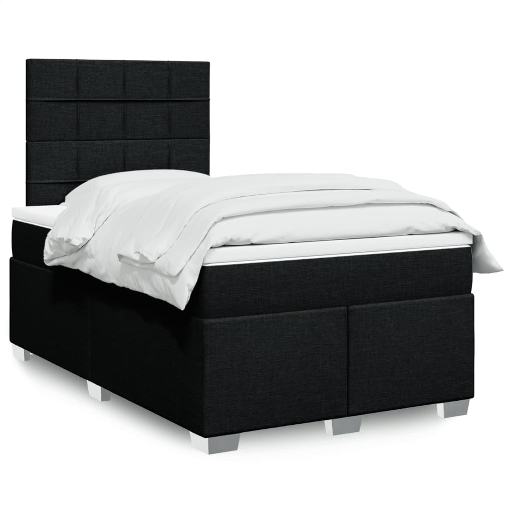 Cama boxspring com colchão 120x190 cm tecido preto