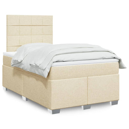 Cama boxspring com colchão 120x190 cm tecido cor creme