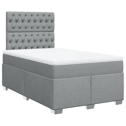 Cama boxspring com colchão 120x190 cm tecido cinzento-claro