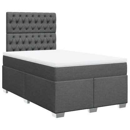 Cama boxspring com colchão 120x190 cm tecido cinzento-escuro