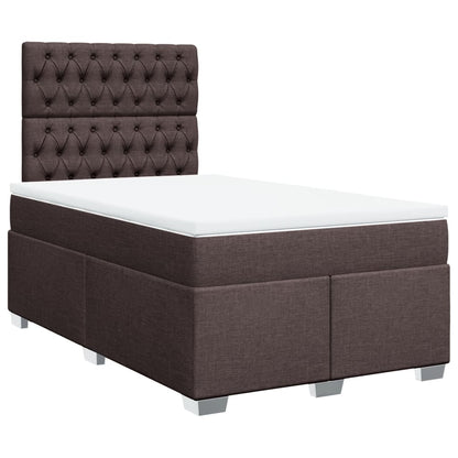 Cama boxspring com colchão 120x190 cm tecido castanho-escuro