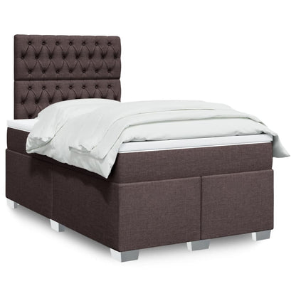 Cama boxspring com colchão 120x190 cm tecido castanho-escuro