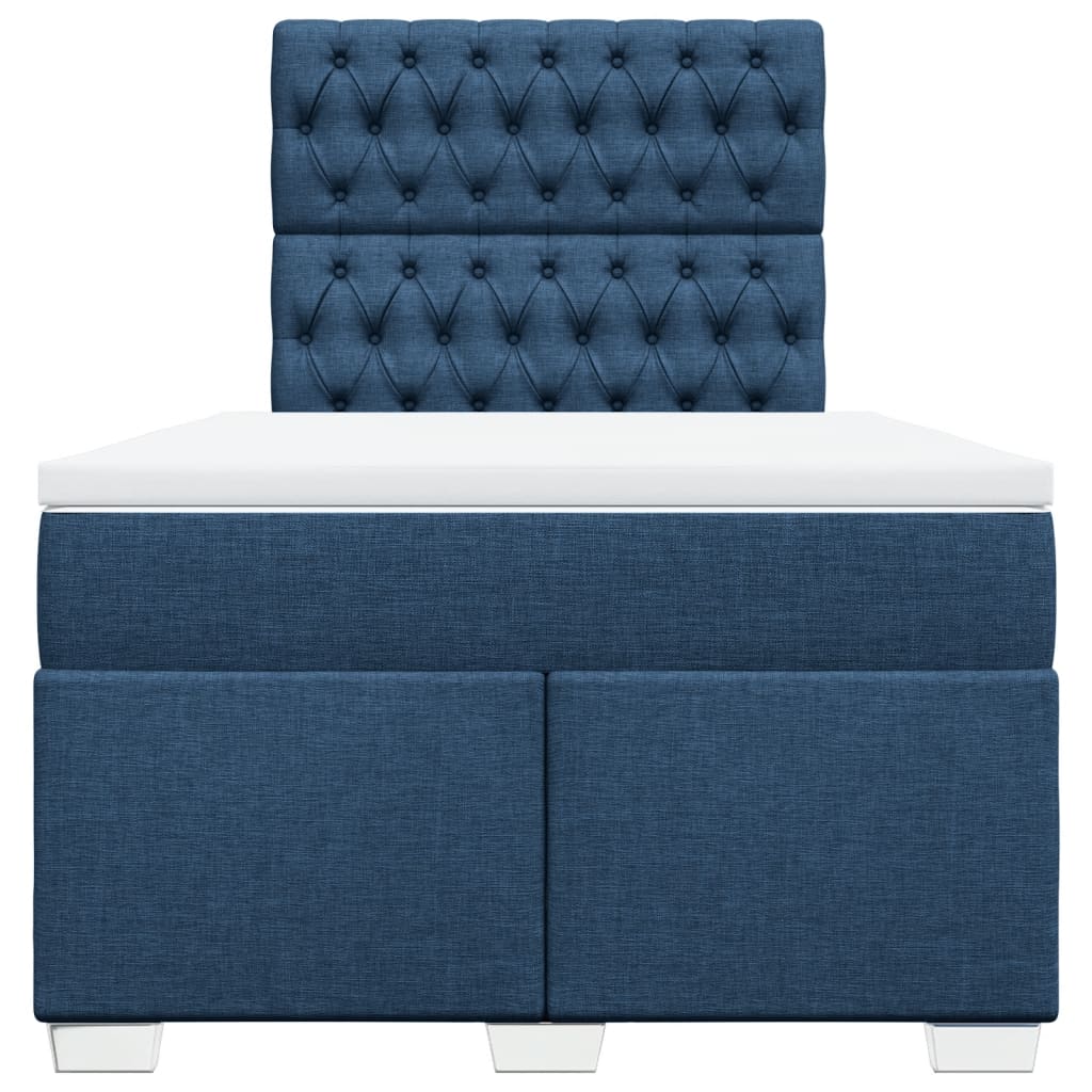 Cama boxspring com colchão 120x190 cm tecido azul