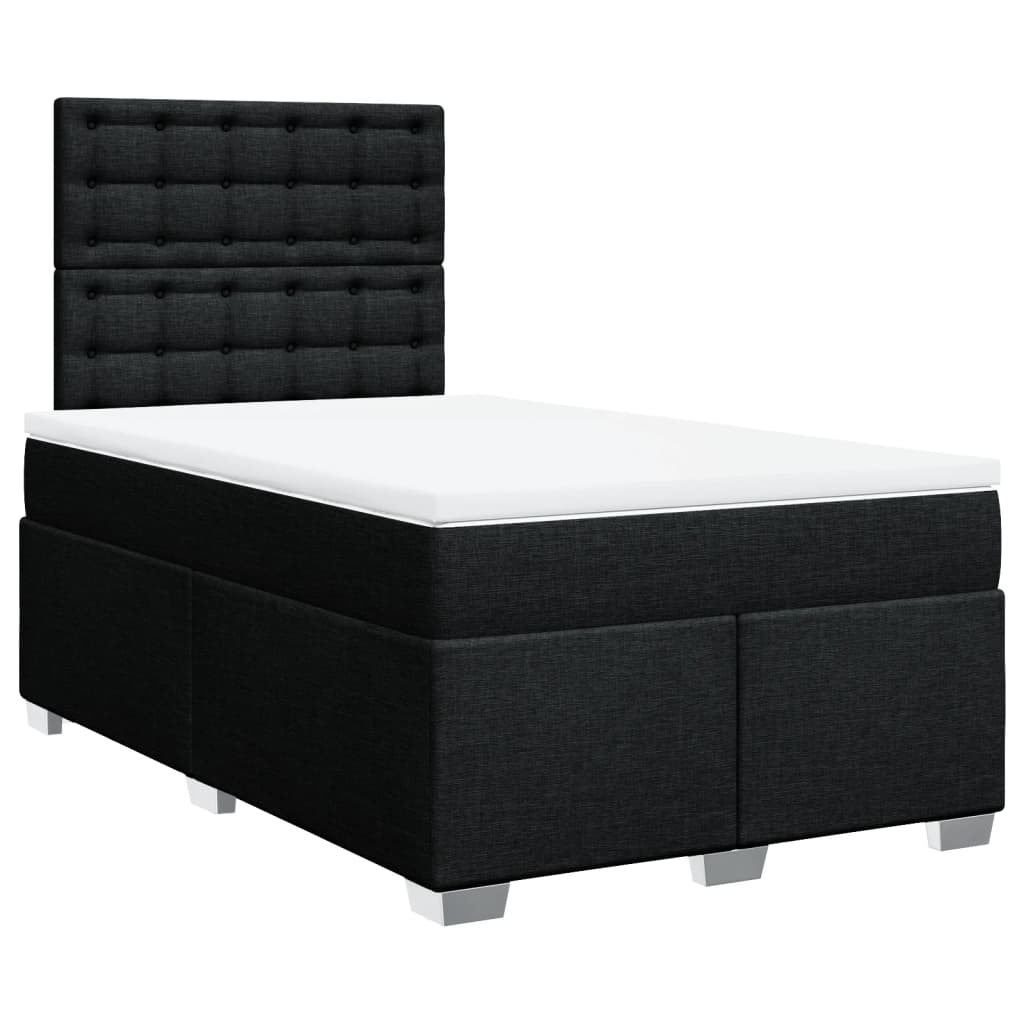 Cama boxspring com colchão 120x190 cm tecido preto