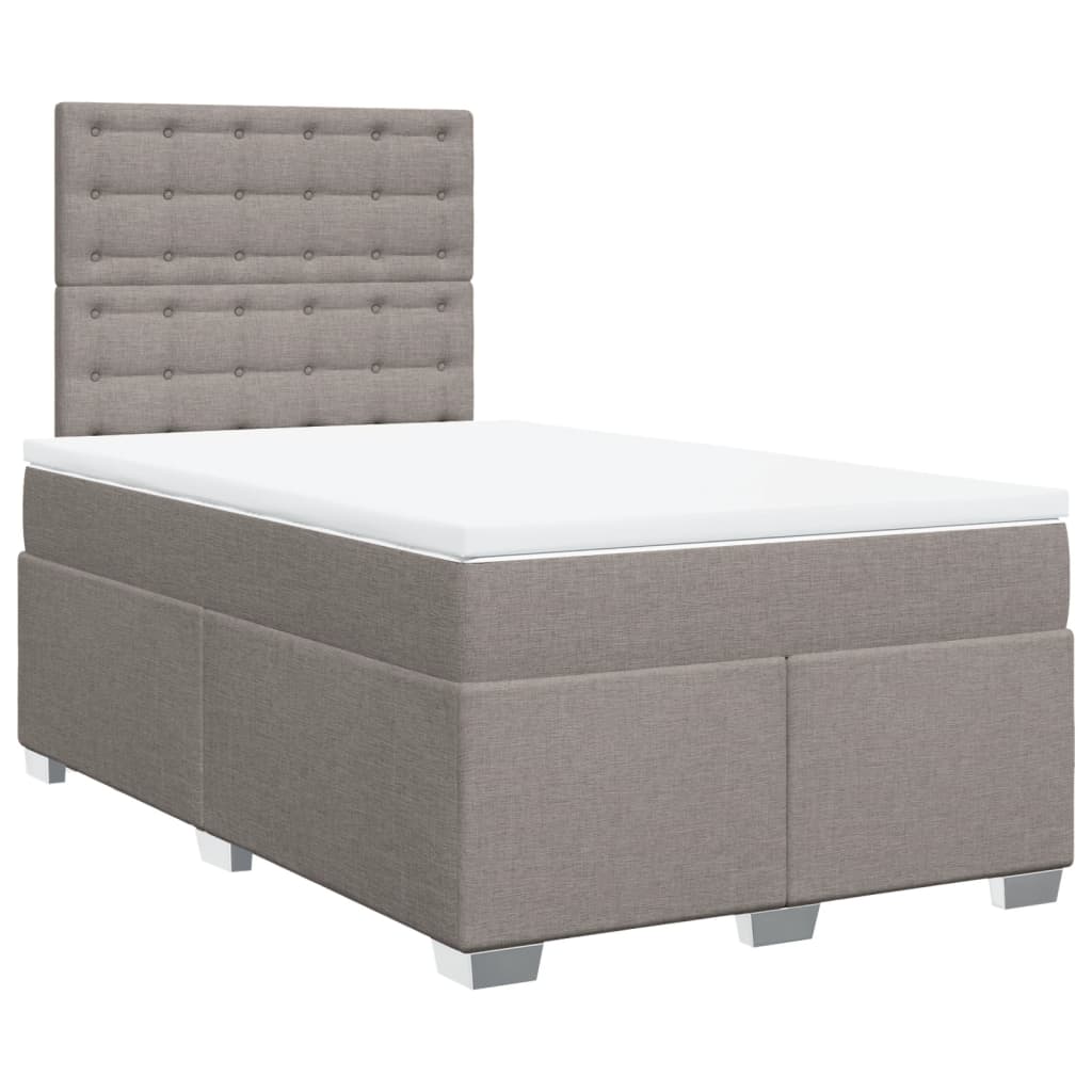 Cama boxspring c/ colchão 120x190cm tecido castanho-acinzentado