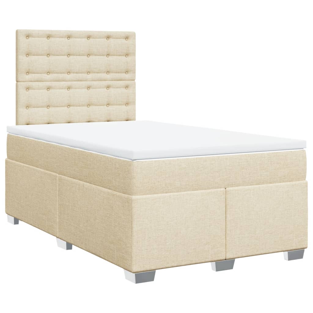 Cama boxspring com colchão 120x190 cm tecido cor creme