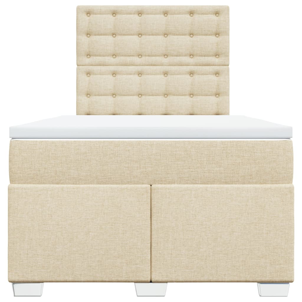 Cama boxspring com colchão 120x190 cm tecido cor creme