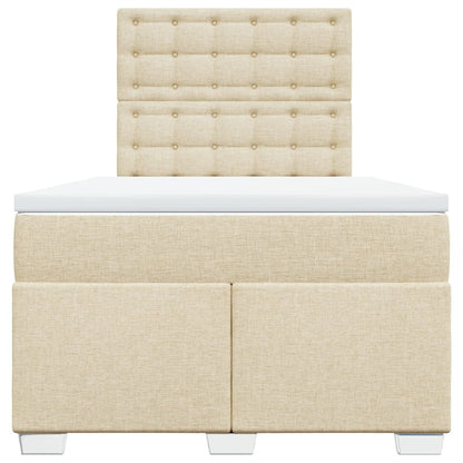 Cama boxspring com colchão 120x190 cm tecido cor creme