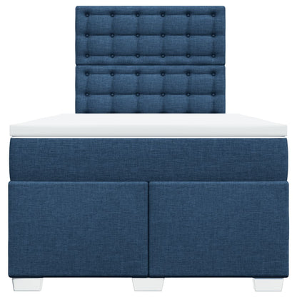 Cama boxspring com colchão 120x190 cm tecido azul