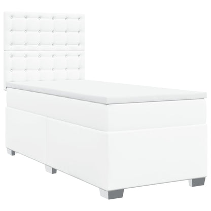 Cama com molas/colchão 90x190 cm couro artificial branco