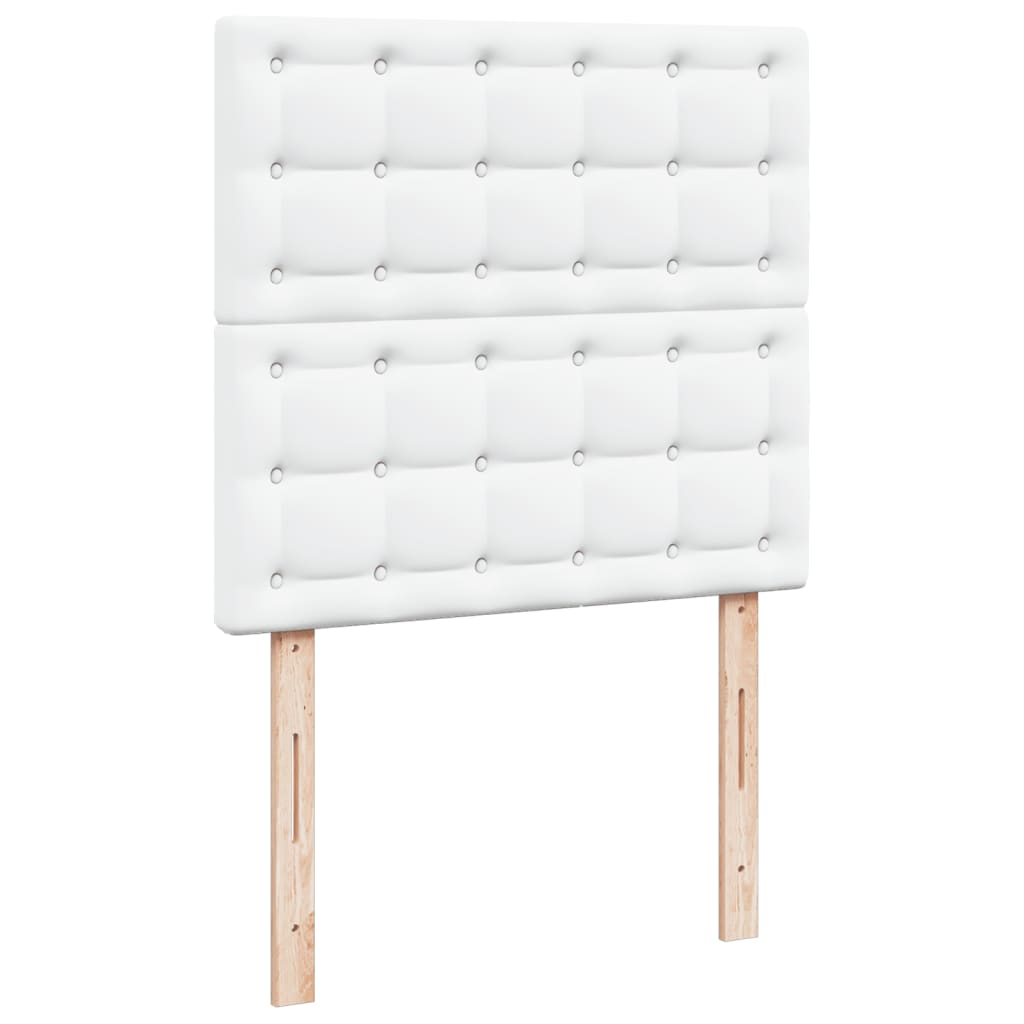 Cama com molas/colchão 90x190 cm couro artificial branco