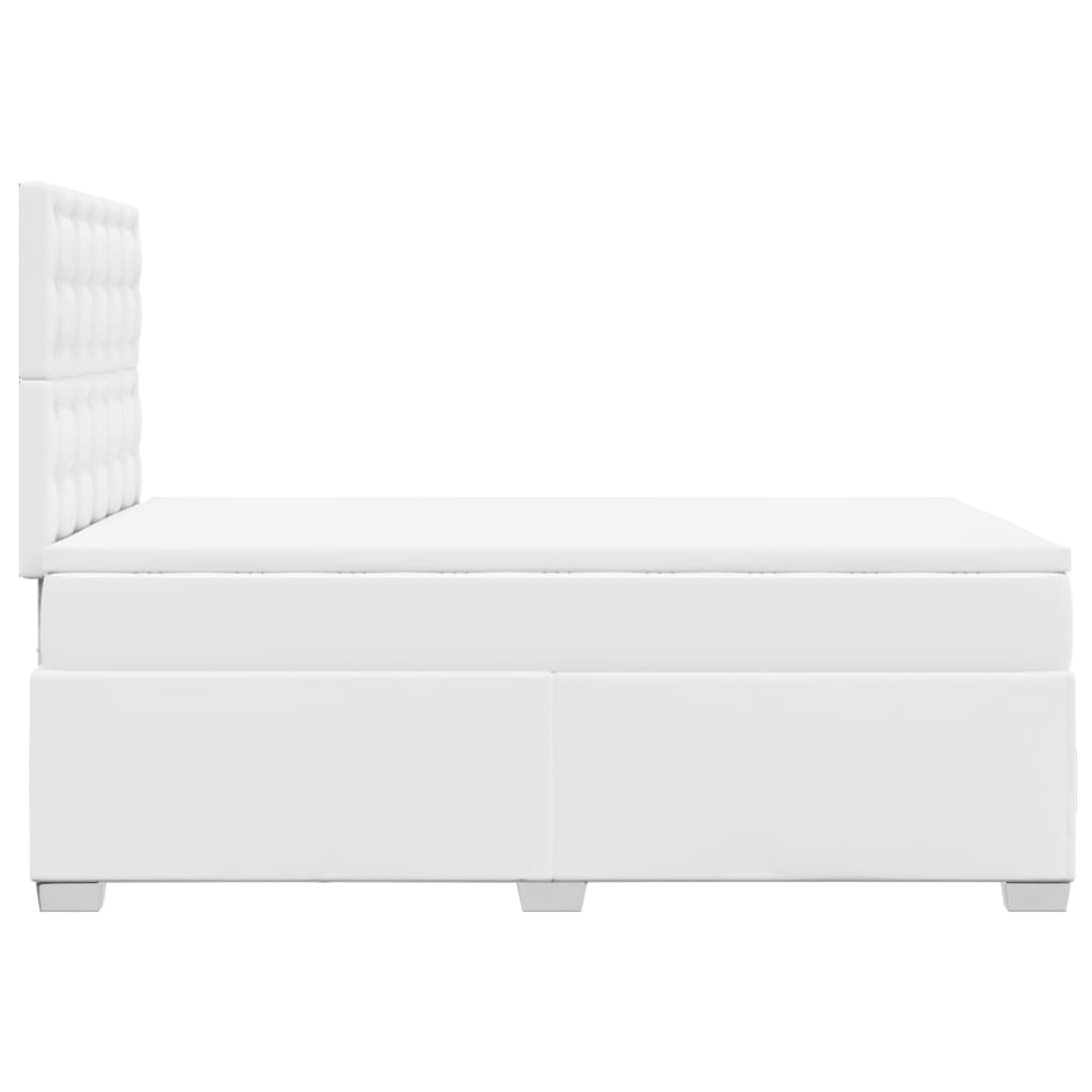 Cama boxspring com colchão 120x190 cm couro artificial branco