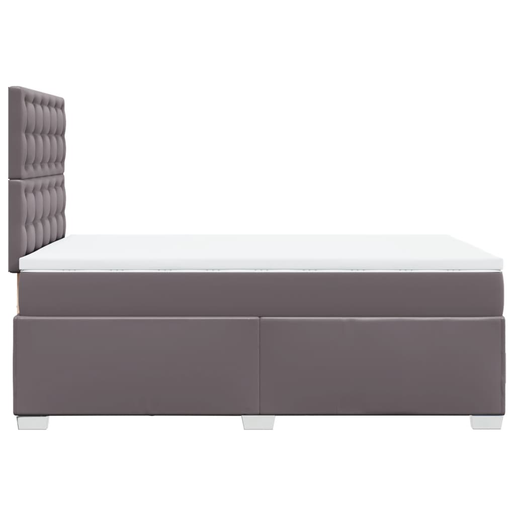 Cama boxspring com colchão 120x190 cm couro artificial cinzento