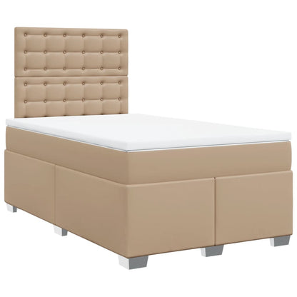 Cama boxspring c/ colchão 120x190cm couro artificial cappuccino