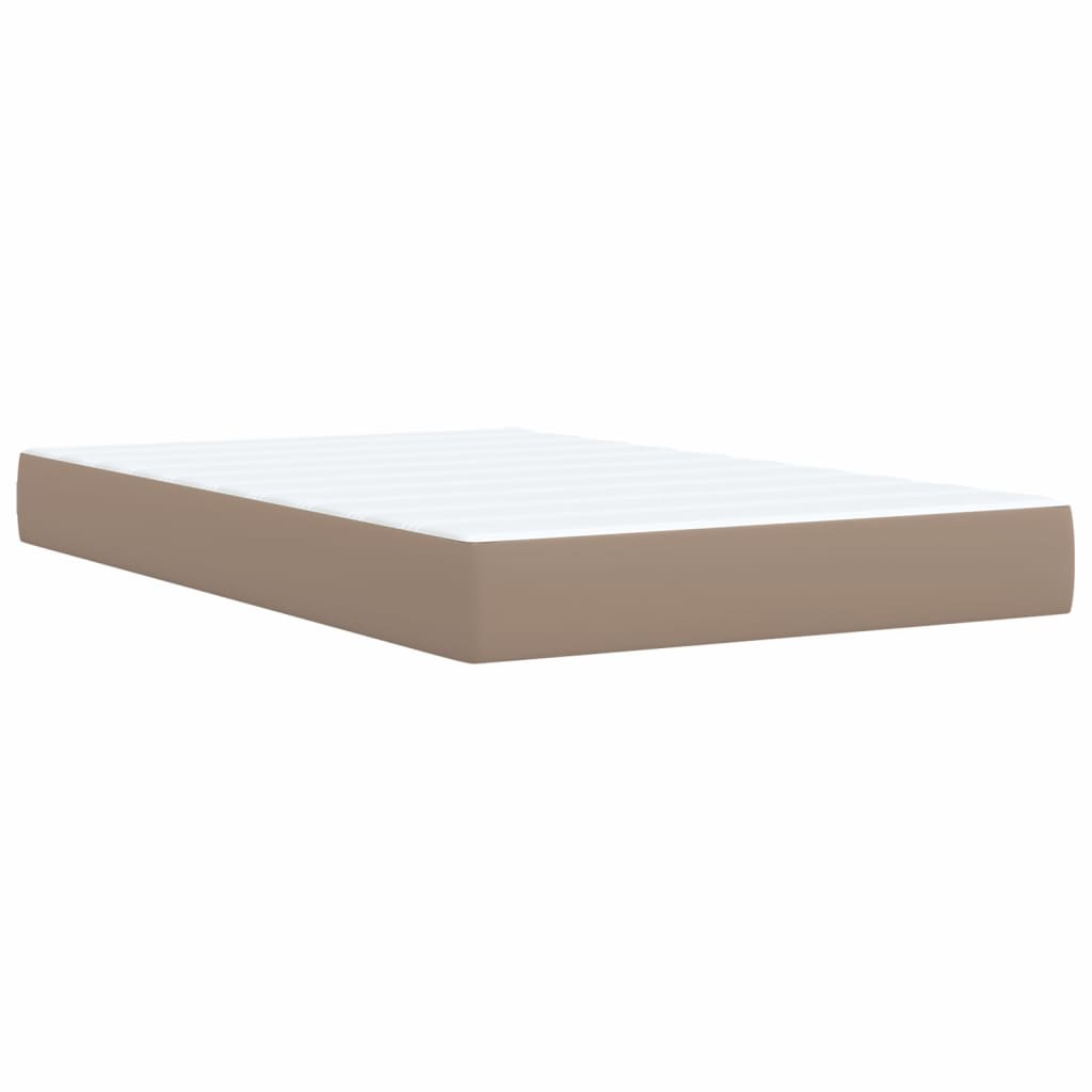 Cama boxspring c/ colchão 120x190cm couro artificial cappuccino