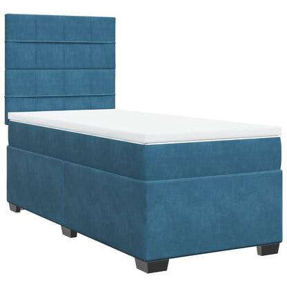 Cama boxspring com colchão 80x200 cm veludo azul