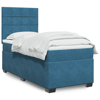 Cama boxspring com colchão 80x200 cm veludo azul