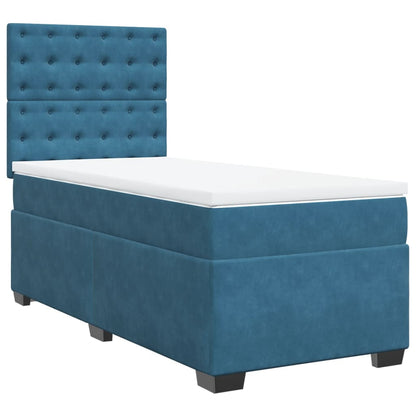 Cama boxspring com colchão 80x200 cm veludo azul