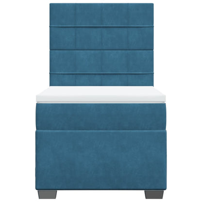 Cama boxspring com colchão 90x190 cm veludo azul