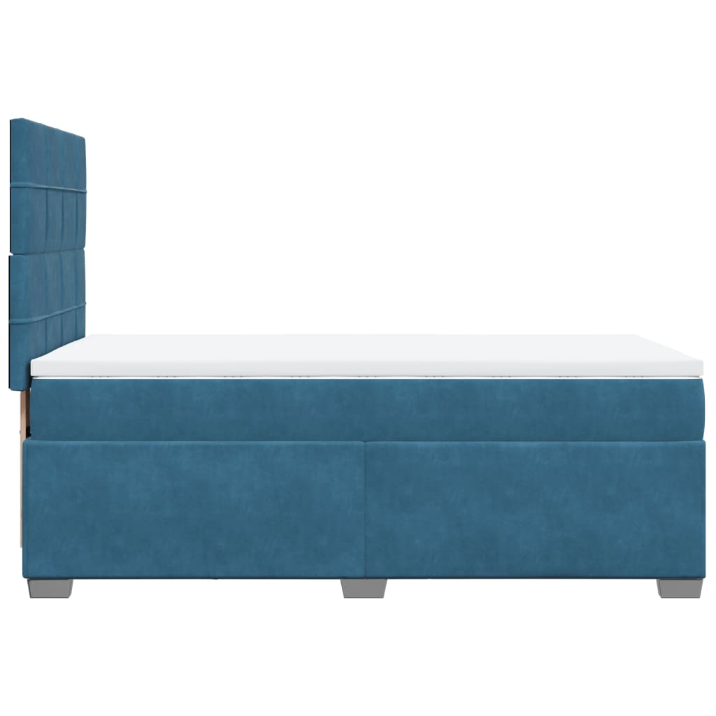 Cama boxspring com colchão 90x190 cm veludo azul