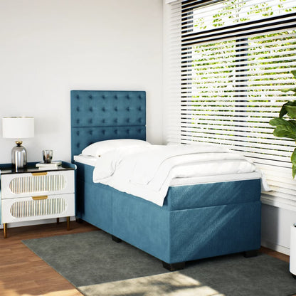 Cama boxspring com colchão 90x190 cm veludo azul