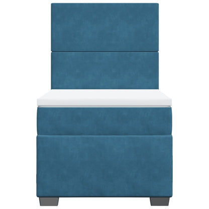 Cama boxspring com colchão 90x200 cm veludo azul