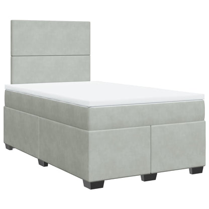 Cama boxspring com colchão 120x190 cm veludo cinzento-claro