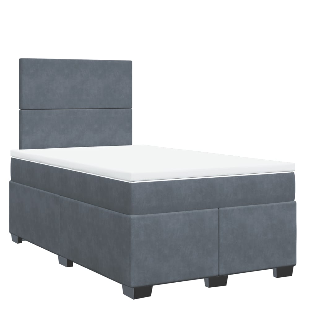 Cama boxspring com colchão 120x190 cm veludo cinzento-escuro