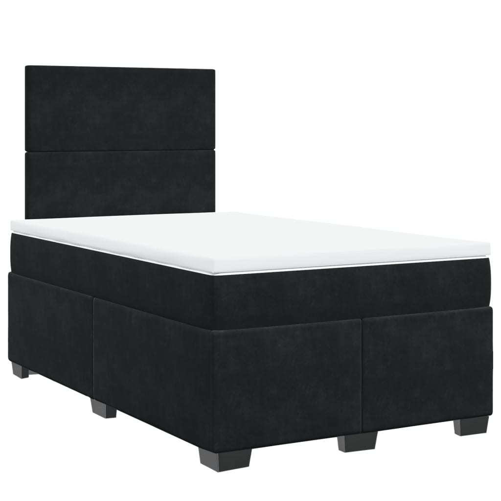 Cama boxspring com colchão 120x190 cm veludo preto