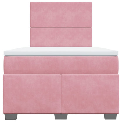 Cama boxspring com colchão 120x190 cm veludo rosa