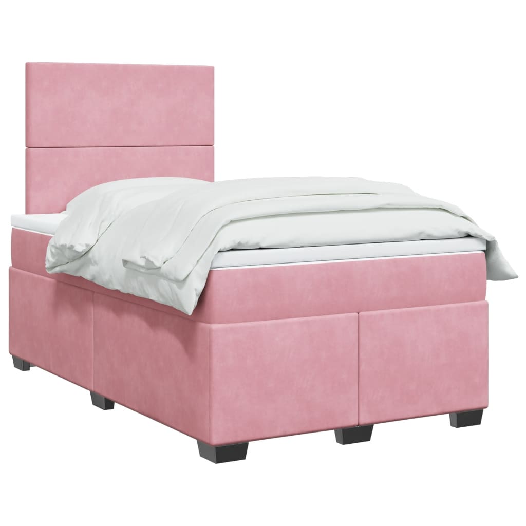 Cama boxspring com colchão 120x190 cm veludo rosa