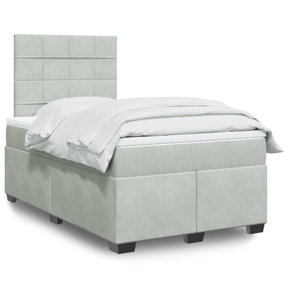 Cama boxspring com colchão 120x190 cm veludo cinzento-claro