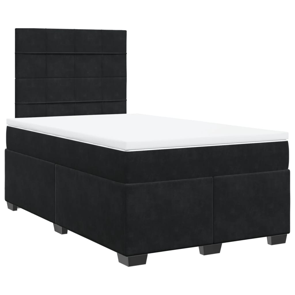 Cama boxspring com colchão 120x190 cm veludo preto